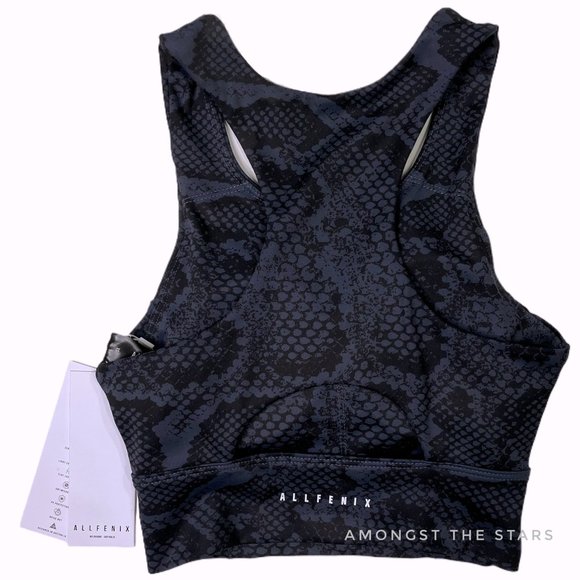 All Fenix Snake Snakeskin Blue Grey & Black Longline Sports Bra - Picture 10 of 11